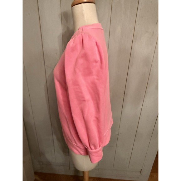 Lilly Pulitzer Corden Pink Sweatshirt XS Pullover Quarter Puff‎ Sleeve Crew M34 - Picture 9 of 11